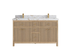 Sonoma Reeded Teak Wood 60 in. W x 22 in. D Double Sink Bathroom Vanity - photo 22