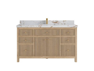 Sonoma Reeded Teak Wood 60 in. W x 22 in. D Single Sink Bathroom Vanity