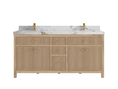 Sonoma Reeded Teak Wood 72 in. W x 22 in. D Double Sink Bathroom Vanity