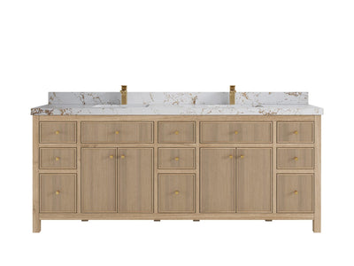 Sonoma Reeded Teak Wood 84 in. W x 22 in. D Double Sink Bathroom Vanity