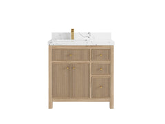 Sonoma Reeded Teak Wood 36 in. W x 22 in. D Left Offset Sink Bathroom Vanity - photo 23