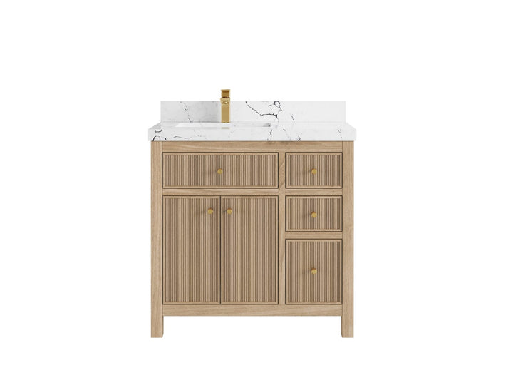 Sonoma Teak Wood 36 in. W x 22 in. D Left Offset Sink Bathroom Vanity - photo 23