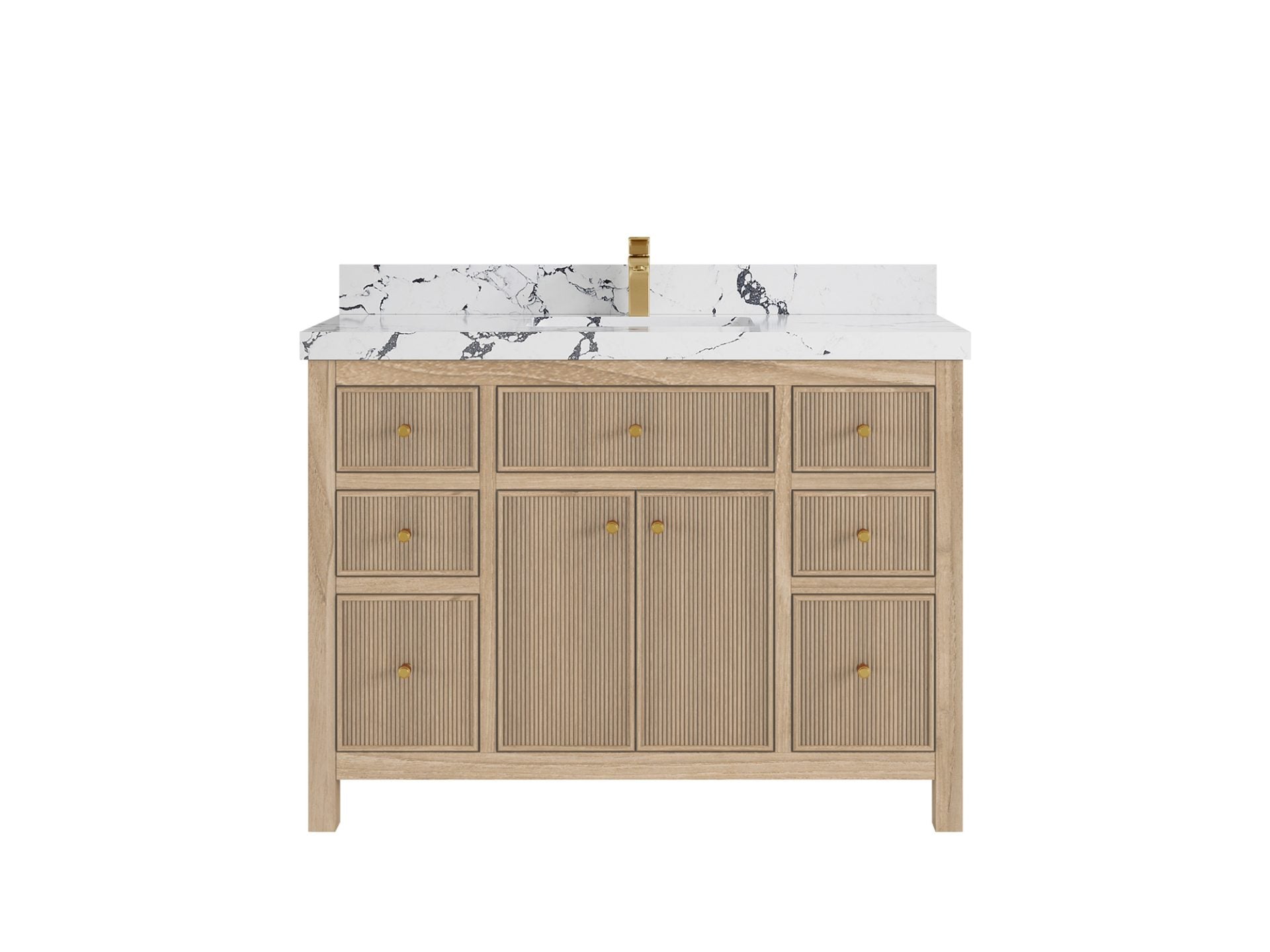 Sonoma Reeded Teak Wood 48 in. W x 22 in. D Single Sink Bathroom Vanity