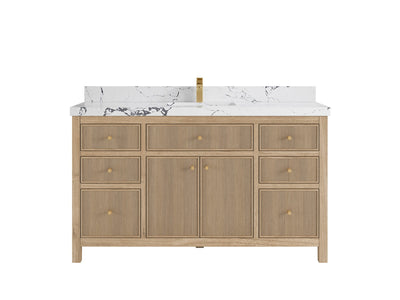 Sonoma Reeded Teak Wood 60 in. W x 22 in. D Single Sink Bathroom Vanity