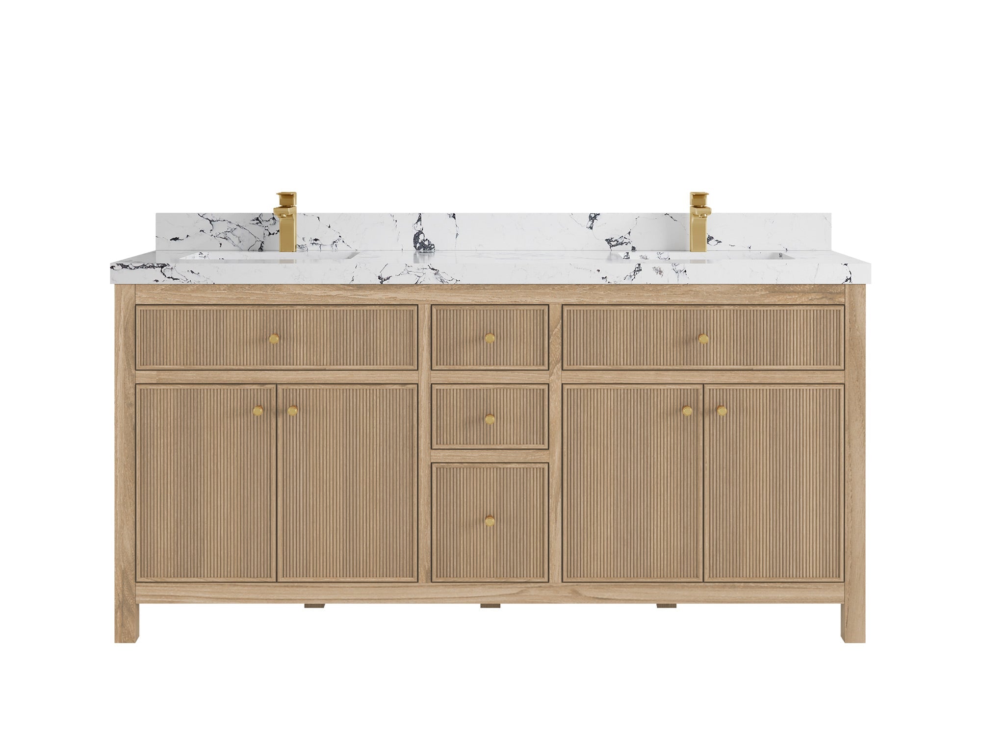 Sonoma Reeded Teak Wood 72 in. W x 22 in. D Double Sink Bathroom Vanity