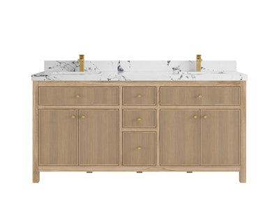 Sonoma Reeded Teak Wood 72 in. W x 22 in. D Double Sink Bathroom Vanity