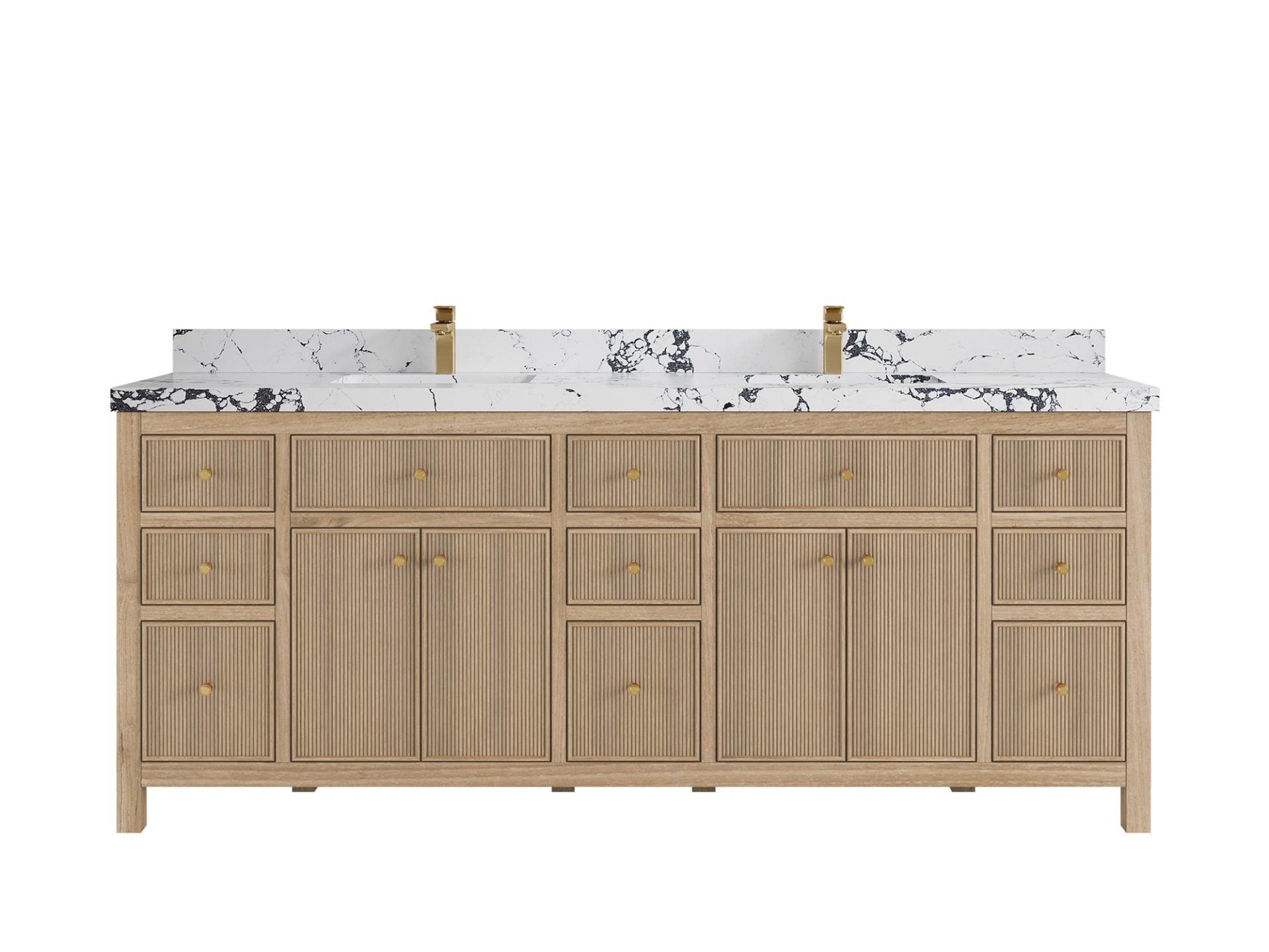 Sonoma Reeded Teak Wood 84 in. W x 22 in. D Double Sink Bathroom Vanity