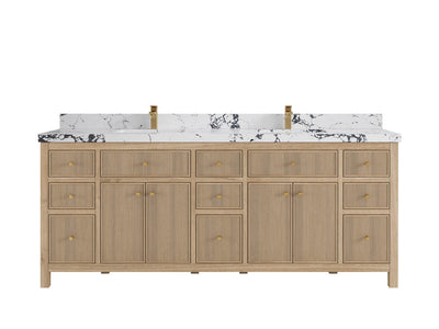 Sonoma Reeded Teak Wood 84 in. W x 22 in. D Double Sink Bathroom Vanity