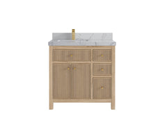 Sonoma Reeded Teak Wood 36 in. W x 22 in. D Left Offset Sink Bathroom Vanity - photo 24
