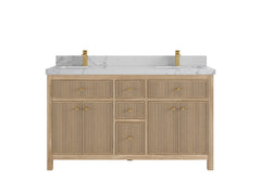 Sonoma Reeded Teak Wood 60 in. W x 22 in. D Double Sink Bathroom Vanity - photo 24