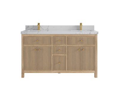 Sonoma Reeded Teak Wood 60 in. W x 22 in. D Double Sink Bathroom Vanity