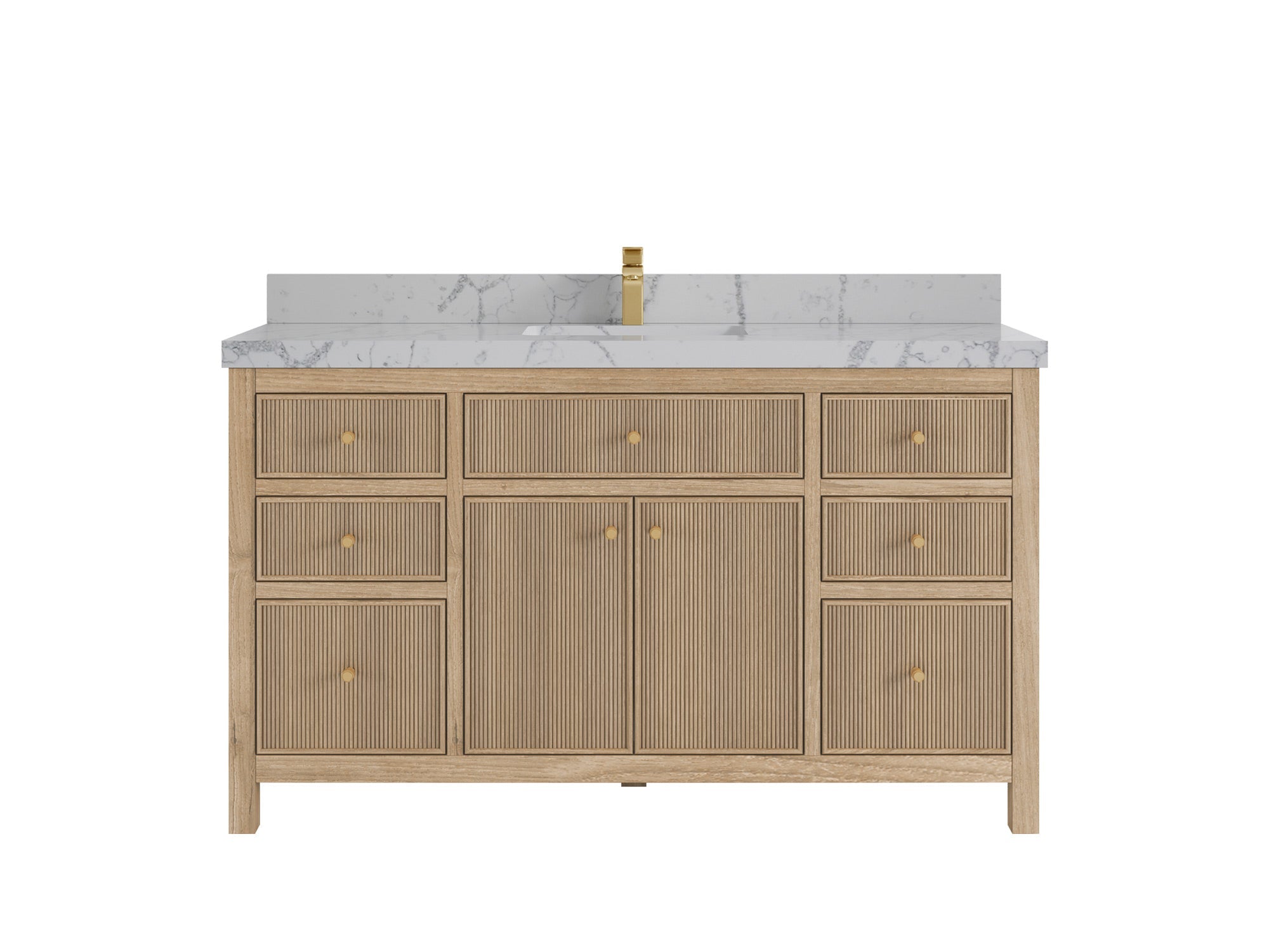 Sonoma Reeded Teak Wood 60 in. W x 22 in. D Single Sink Bathroom Vanity
