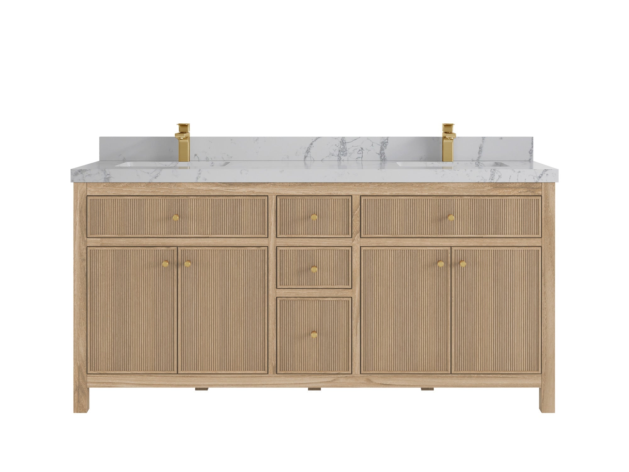 Sonoma Reeded Teak Wood 72 in. W x 22 in. D Double Sink Bathroom Vanity