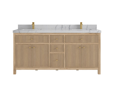 Sonoma Reeded Teak Wood 72 in. W x 22 in. D Double Sink Bathroom Vanity
