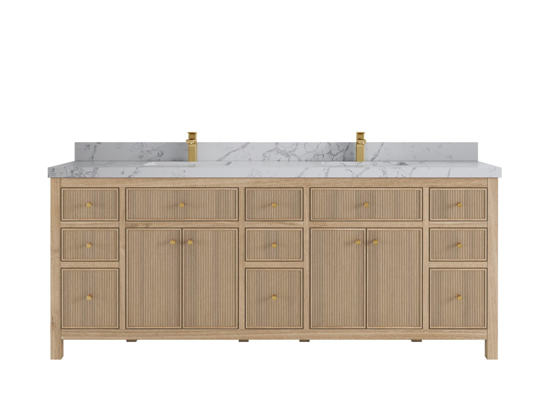 Sonoma Reeded Teak Wood 84 in. W x 22 in. D Double Sink Bathroom Vanity
