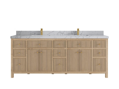 Sonoma Reeded Teak Wood 84 in. W x 22 in. D Double Sink Bathroom Vanity