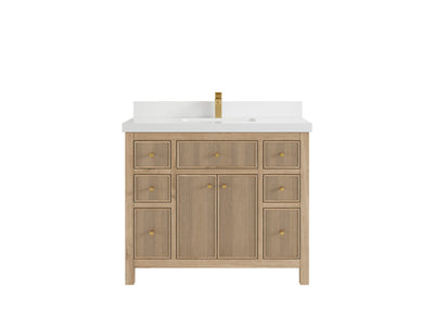 Sonoma Reeded Teak Wood 42 in. W x 22 in. D Single Sink Bathroom Vanity