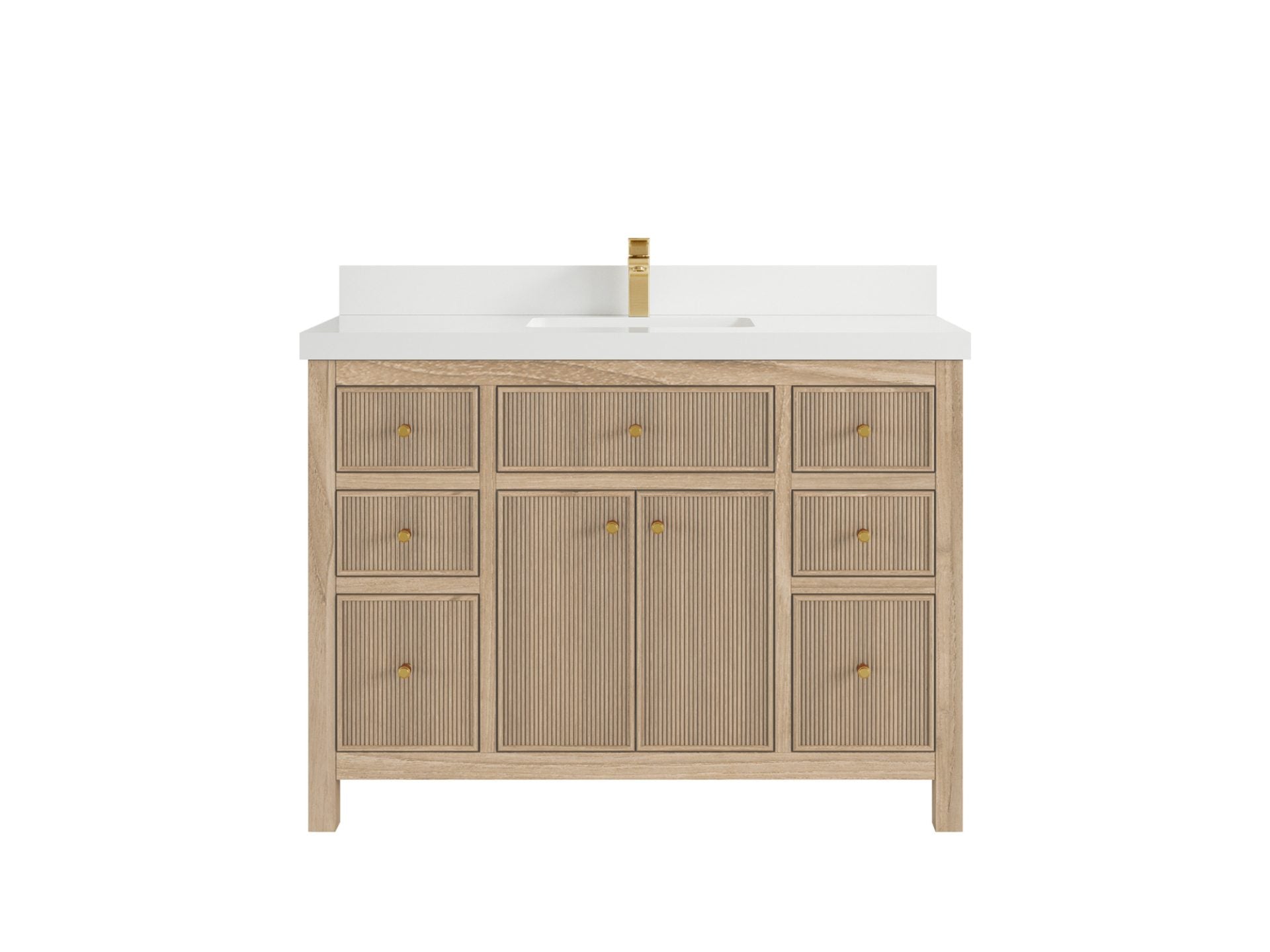 Sonoma Reeded Teak Wood 48 in. W x 22 in. D Single Sink Bathroom Vanity