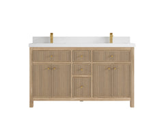 Sonoma Reeded Teak Wood 60 in. W x 22 in. D Double Sink Bathroom Vanity - photo 25