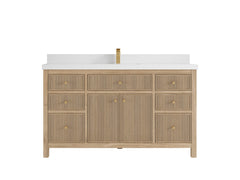 Sonoma Reeded Teak Wood 60 in. W x 22 in. D Single Sink Bathroom Vanity - photo 25
