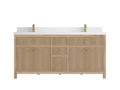 Sonoma Reeded Teak Wood 72 in. W x 22 in. D Double Sink Bathroom Vanity