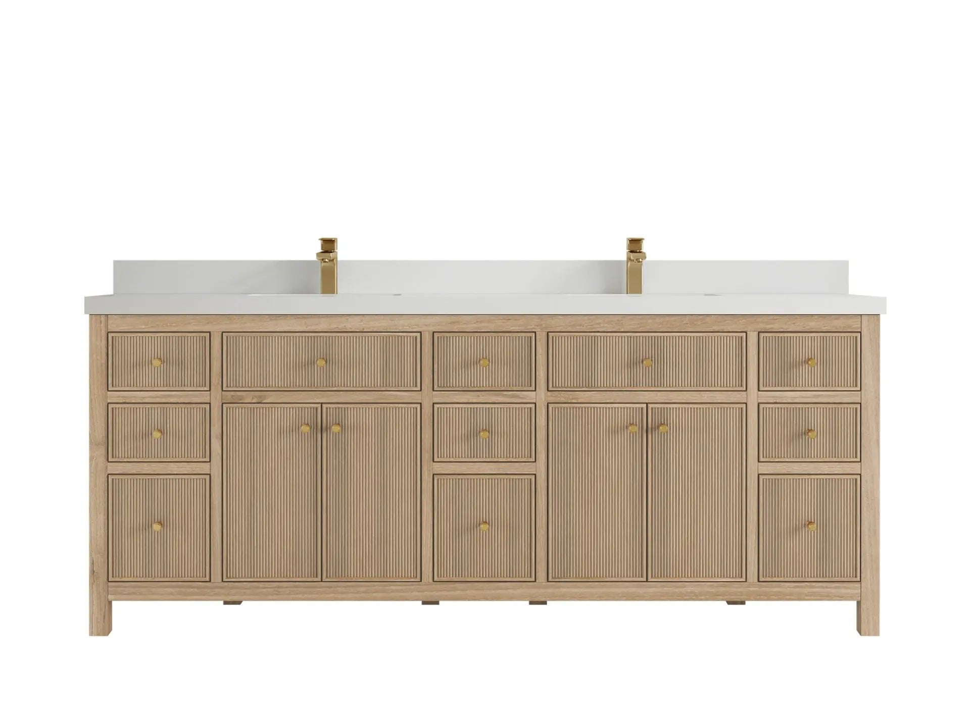 Sonoma Reeded Teak Wood 84 in. W x 22 in. D Double Sink Bathroom Vanity