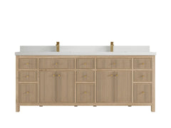 Sonoma Reeded Teak Wood 84 in. W x 22 in. D Double Sink Bathroom Vanity - photo 25