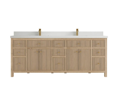 Sonoma Reeded Teak Wood 84 in. W x 22 in. D Double Sink Bathroom Vanity