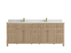 Sonoma Reeded Teak Wood 84 in. W x 22 in. D Double Sink Bathroom Vanity - photo 7