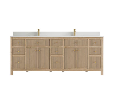 Sonoma Reeded Teak Wood 84 in. W x 22 in. D Double Sink Bathroom Vanity