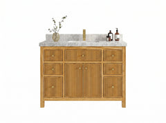 Sonoma Reeded Teak Wood 48 in. W x 22 in. D Single Sink Bathroom Vanity - photo 11