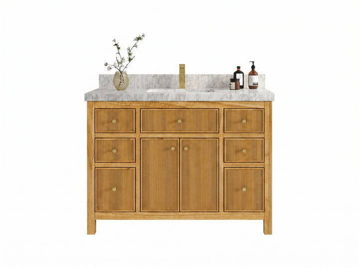 Sonoma Reeded Teak Wood 48 in. W x 22 in. D Single Sink Bathroom Vanity - photo 11