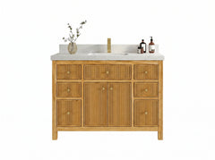 Sonoma Reeded Teak Wood 48 in. W x 22 in. D Single Sink Bathroom Vanity - photo 12