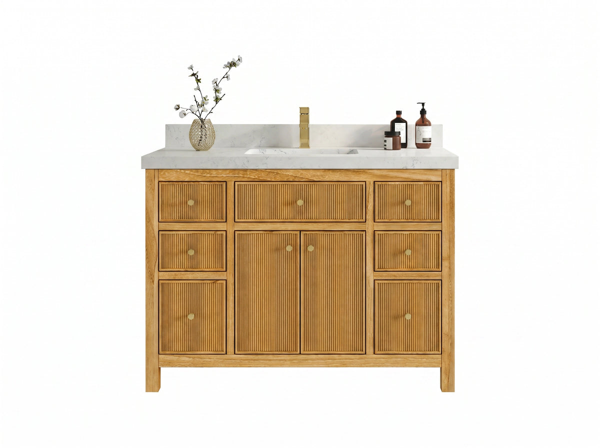 Sonoma Reeded Teak Wood 48 in. W x 22 in. D Single Sink Bathroom Vanity