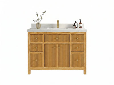 Sonoma Reeded Teak Wood 48 in. W x 22 in. D Single Sink Bathroom Vanity
