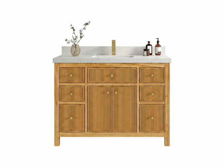 Sonoma Reeded Teak Wood 48 in. W x 22 in. D Single Sink Bathroom Vanity - photo 12