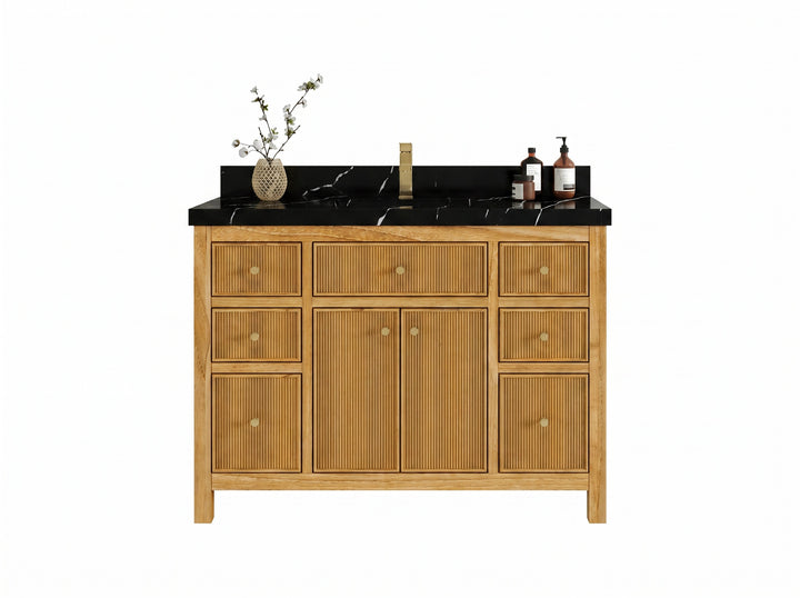 Sonoma Reeded Teak Wood 48 in. W x 22 in. D Single Sink Bathroom Vanity - photo 5