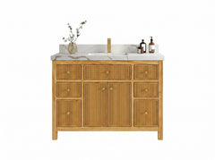 Sonoma Reeded Teak Wood 48 in. W x 22 in. D Single Sink Bathroom Vanity - photo 6