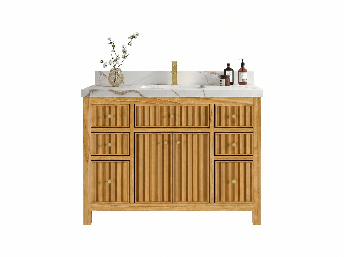 Sonoma Reeded Teak Wood 48 in. W x 22 in. D Single Sink Bathroom Vanity