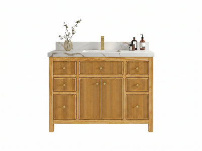 Sonoma Reeded Teak Wood 48 in. W x 22 in. D Single Sink Bathroom Vanity