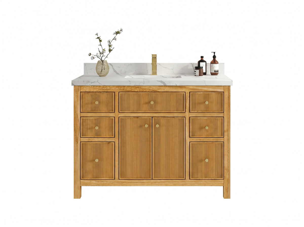 Sonoma Reeded Teak Wood 48 in. W x 22 in. D Single Sink Bathroom Vanity