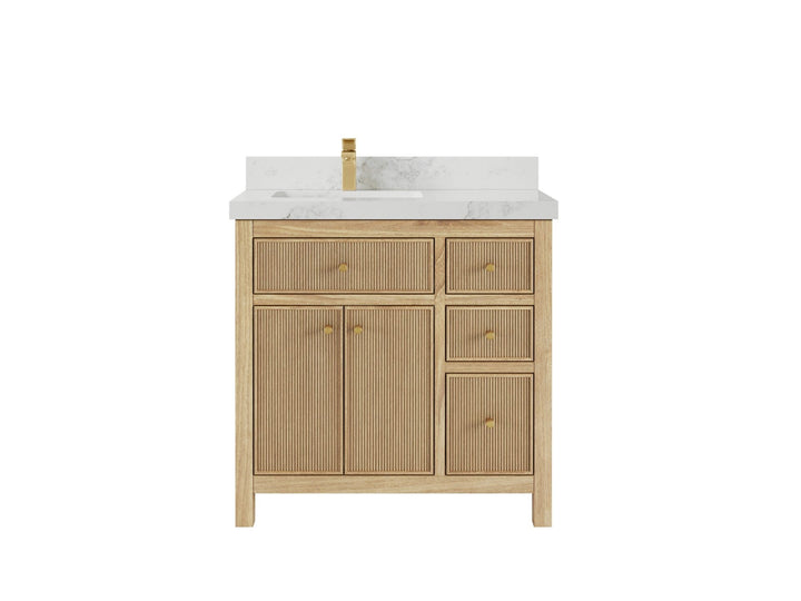 Sonoma Teak Wood 36 in. W x 22 in. D Left Offset Sink Bathroom Vanity - photo 10