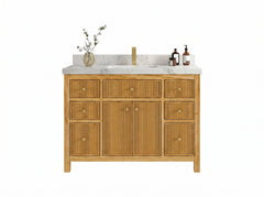 Sonoma Reeded Teak Wood 48 in. W x 22 in. D Single Sink Bathroom Vanity - photo 8