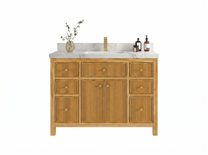 Sonoma Reeded Teak Wood 48 in. W x 22 in. D Single Sink Bathroom Vanity - photo 8