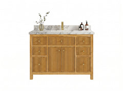 Sonoma Reeded Teak Wood 48 in. W x 22 in. D Single Sink Bathroom Vanity - photo 9