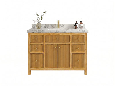 Sonoma Reeded Teak Wood 48 in. W x 22 in. D Single Sink Bathroom Vanity