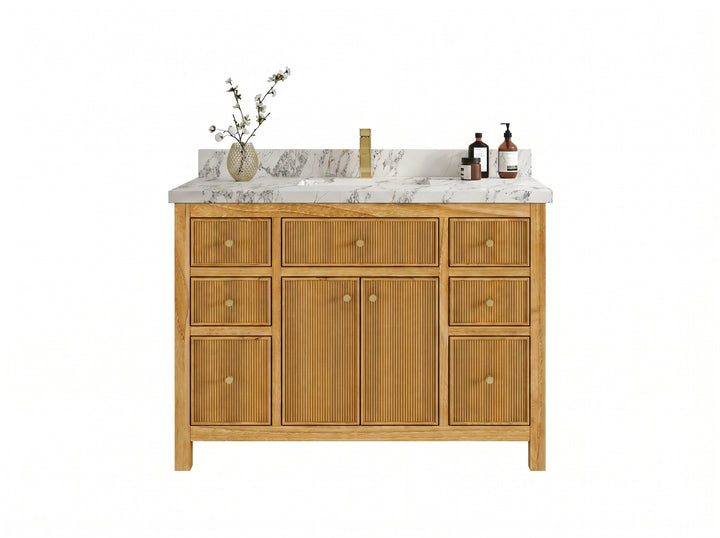 Sonoma Reeded Teak Wood 48 in. W x 22 in. D Single Sink Bathroom Vanity - photo 9