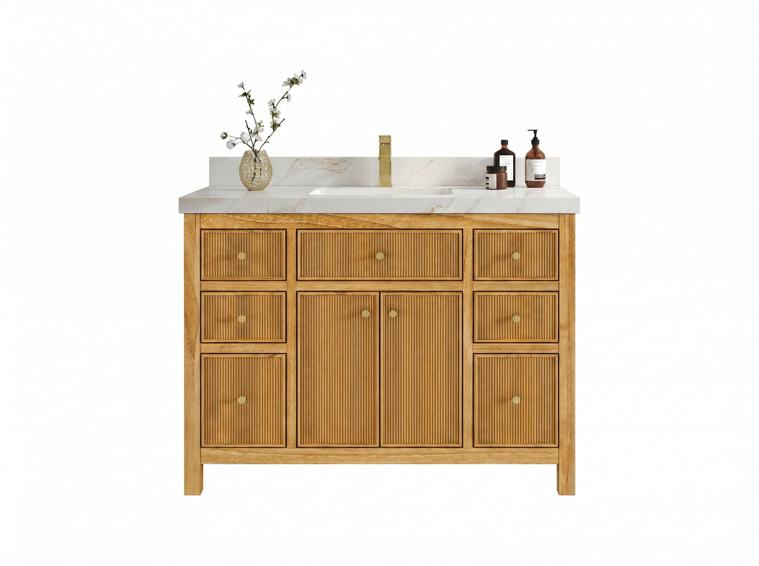 Sonoma Reeded Teak Wood 48 in. W x 22 in. D Single Sink Bathroom Vanity | 
              
                Light Natural Teak
                
                  
             - SON_TK_LNT_CA_BK_48S - photo №10
