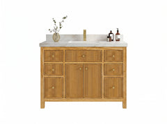 Sonoma Reeded Teak Wood 48 in. W x 22 in. D Single Sink Bathroom Vanity - photo 10