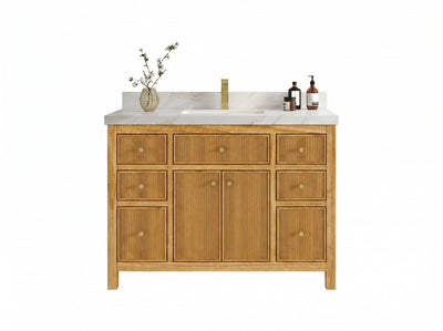 Sonoma Reeded Teak Wood 48 in. W x 22 in. D Single Sink Bathroom Vanity